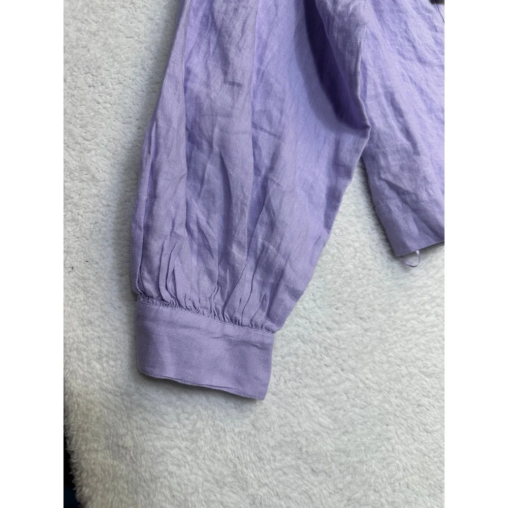 J.‎ Crew Linen Puff Sleeve Square Neck Crop Top Lilac Size S-New-